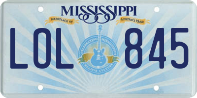 MS license plate LOL845
