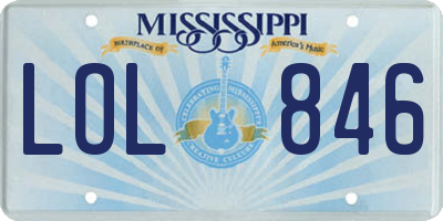 MS license plate LOL846
