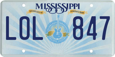 MS license plate LOL847