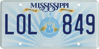 MS license plate LOL849