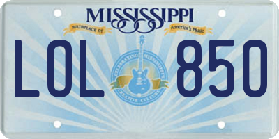 MS license plate LOL850
