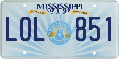 MS license plate LOL851