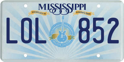 MS license plate LOL852