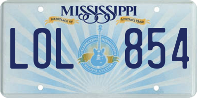 MS license plate LOL854