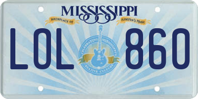 MS license plate LOL860