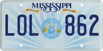 MS license plate LOL862