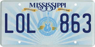 MS license plate LOL863