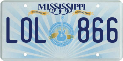 MS license plate LOL866
