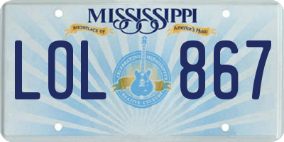 MS license plate LOL867