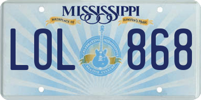 MS license plate LOL868