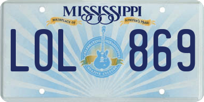 MS license plate LOL869