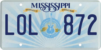 MS license plate LOL872