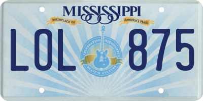 MS license plate LOL875
