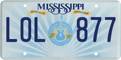 MS license plate LOL877
