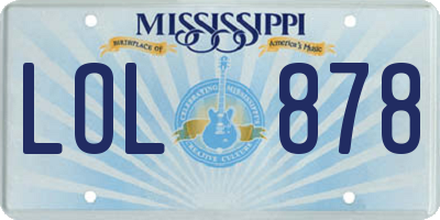MS license plate LOL878