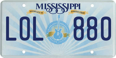MS license plate LOL880