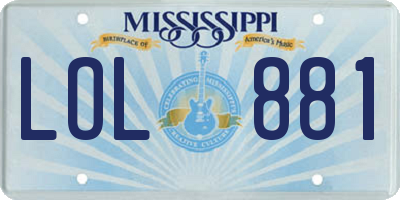 MS license plate LOL881