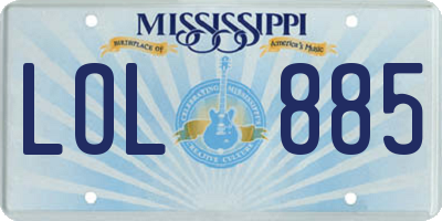 MS license plate LOL885
