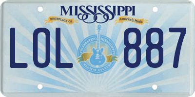 MS license plate LOL887