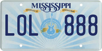 MS license plate LOL888