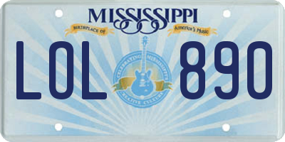 MS license plate LOL890