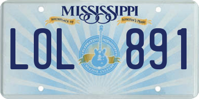 MS license plate LOL891