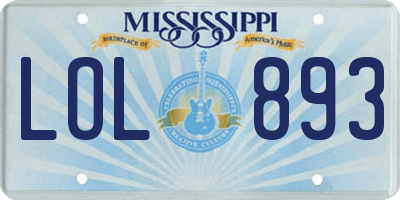 MS license plate LOL893