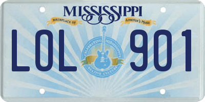 MS license plate LOL901