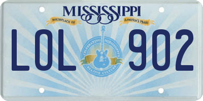 MS license plate LOL902