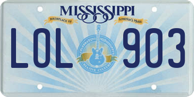 MS license plate LOL903
