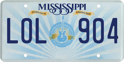 MS license plate LOL904