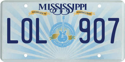 MS license plate LOL907
