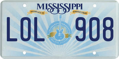 MS license plate LOL908
