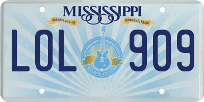 MS license plate LOL909