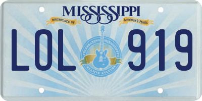 MS license plate LOL919