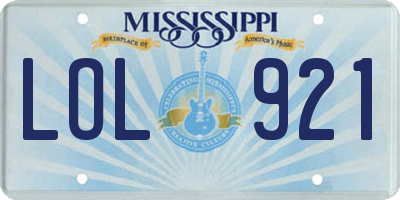 MS license plate LOL921