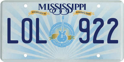 MS license plate LOL922