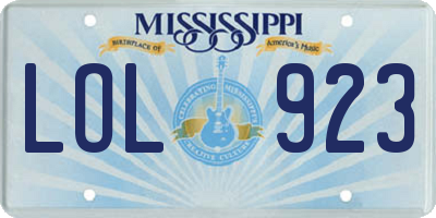 MS license plate LOL923