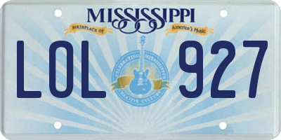MS license plate LOL927