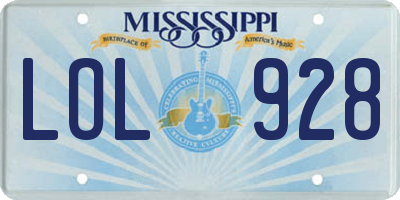 MS license plate LOL928
