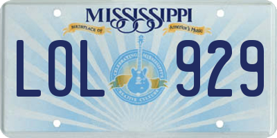 MS license plate LOL929