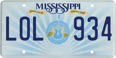 MS license plate LOL934