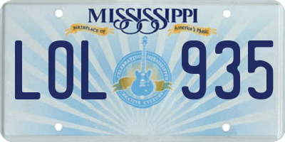 MS license plate LOL935