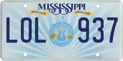 MS license plate LOL937
