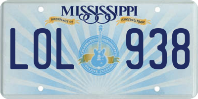 MS license plate LOL938