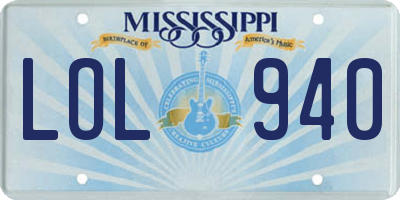 MS license plate LOL940