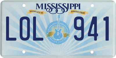MS license plate LOL941