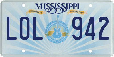 MS license plate LOL942