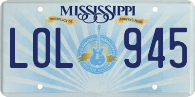MS license plate LOL945
