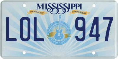 MS license plate LOL947